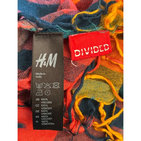 H&M Divided Fallcore Plaid Scarf 36" x 36" Cozycore Maximalist Autumncore Preppy - Picture 3 of 3